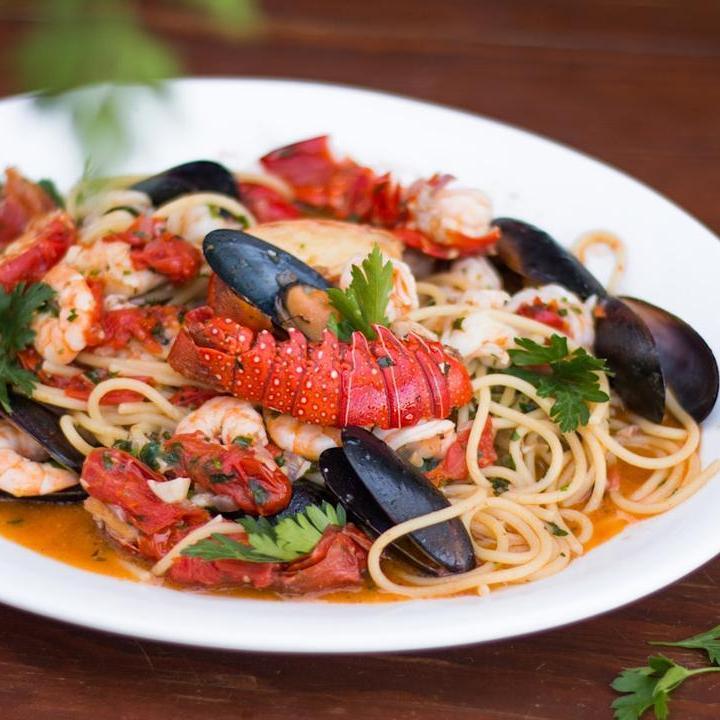 Fresh linguine with clams and seafood in a bright lemon-white wine sauce